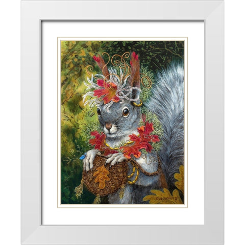 The Squirrelâ€™s Dream White Modern Wood Framed Art Print with Double Matting by Schmitz, Carolyn