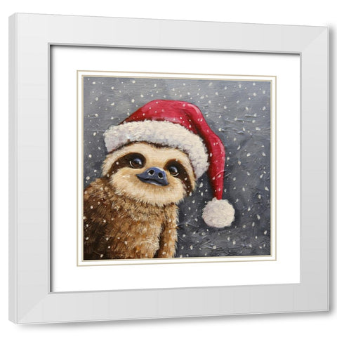 Merry Sloth White Modern Wood Framed Art Print with Double Matting by Stewart, Lucia
