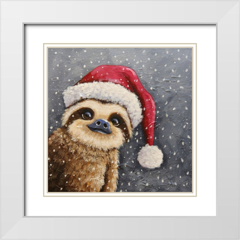 Merry Sloth White Modern Wood Framed Art Print with Double Matting by Stewart, Lucia