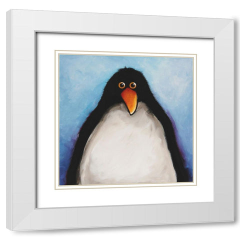 My Penguin White Modern Wood Framed Art Print with Double Matting by Stewart, Lucia