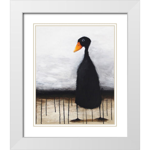 The Black Duck White Modern Wood Framed Art Print with Double Matting by Stewart, Lucia