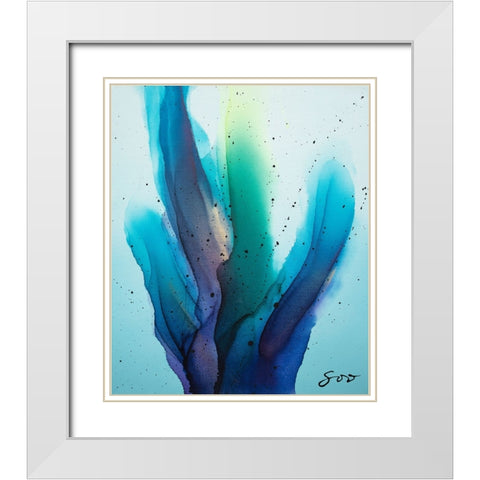 Blue Romance White Modern Wood Framed Art Print with Double Matting by SoosooStudios