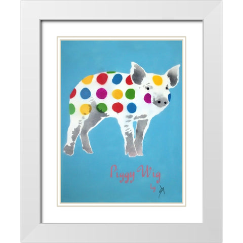 Piggy Wig White Modern Wood Framed Art Print with Double Matting by Sly, Juan