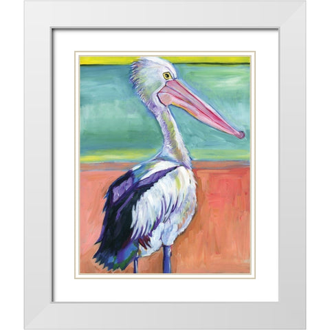 Pelican White Modern Wood Framed Art Print with Double Matting by Seay, Anne