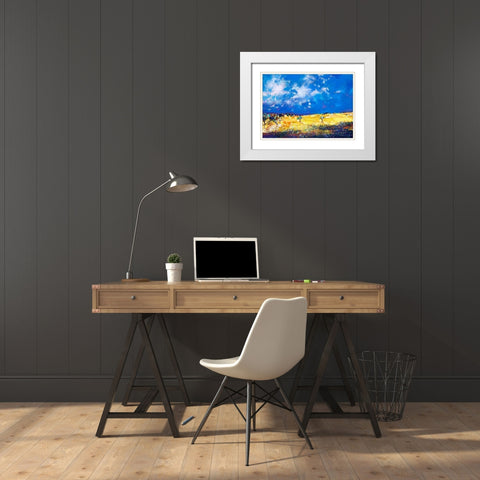 Canola Flowers White Modern Wood Framed Art Print with Double Matting by Turton, John