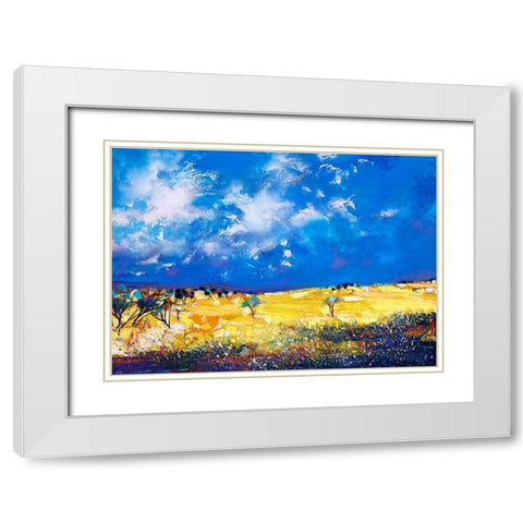 Canola Flowers White Modern Wood Framed Art Print with Double Matting by Turton, John