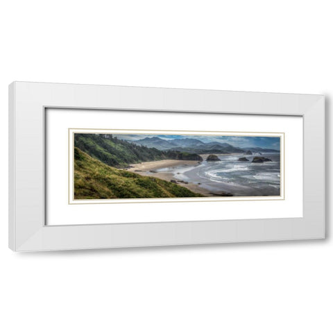 Coastal Serenity White Modern Wood Framed Art Print with Double Matting by Taite, Larry J.