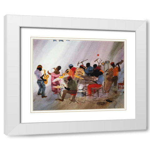 Wild Women Donaâ‚¬â„¢t Have the Blues White Modern Wood Framed Art Print with Double Matting by Tanaka, Jim