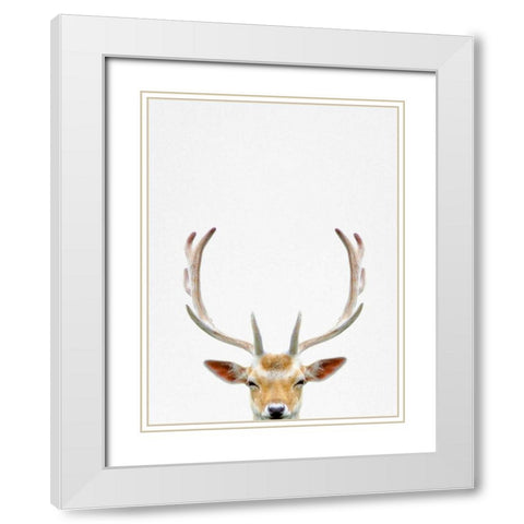 Deer White Modern Wood Framed Art Print with Double Matting by Tai Prints