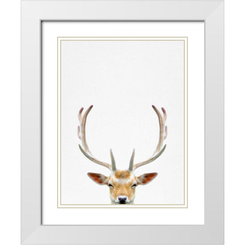 Deer White Modern Wood Framed Art Print with Double Matting by Tai Prints