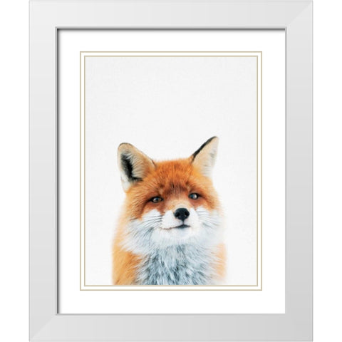 Fox White Modern Wood Framed Art Print with Double Matting by Tai Prints