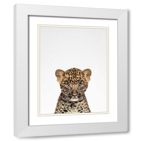 Leopard White Modern Wood Framed Art Print with Double Matting by Tai Prints