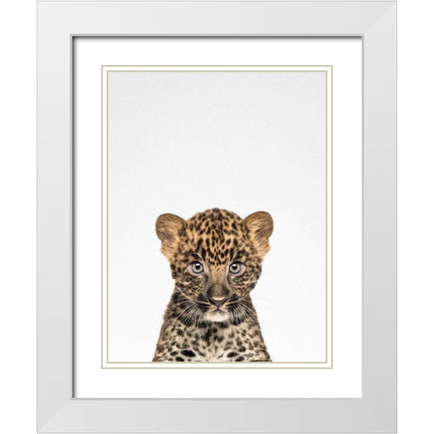 Leopard White Modern Wood Framed Art Print with Double Matting by Tai Prints