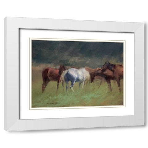 Southern Horses White Modern Wood Framed Art Print with Double Matting by Tonov, Valtcho