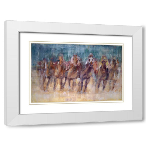 Final Sprint White Modern Wood Framed Art Print with Double Matting by Tonov, Valtcho