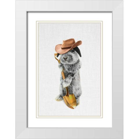 Rabbit Farmer White Modern Wood Framed Art Print with Double Matting by Tai Prints