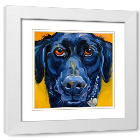 Black Dog White Modern Wood Framed Art Print with Double Matting by Townsend, Connie R.