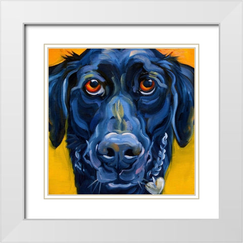 Black Dog White Modern Wood Framed Art Print with Double Matting by Townsend, Connie R.