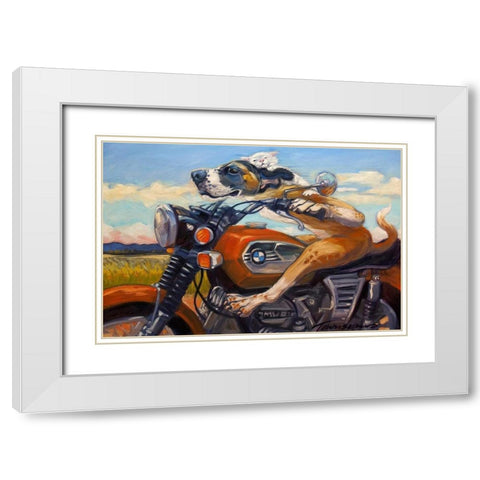 Fast and Furriest White Modern Wood Framed Art Print with Double Matting by Townsend, Connie R.