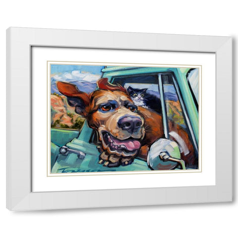 Love Travels White Modern Wood Framed Art Print with Double Matting by Townsend, Connie R.