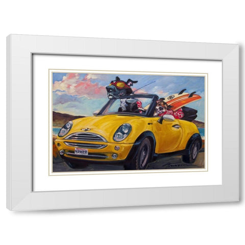 Sunup Surfdogs White Modern Wood Framed Art Print with Double Matting by Townsend, Connie R.