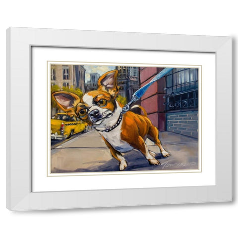 Fetch Cab White Modern Wood Framed Art Print with Double Matting by Townsend, Connie R.