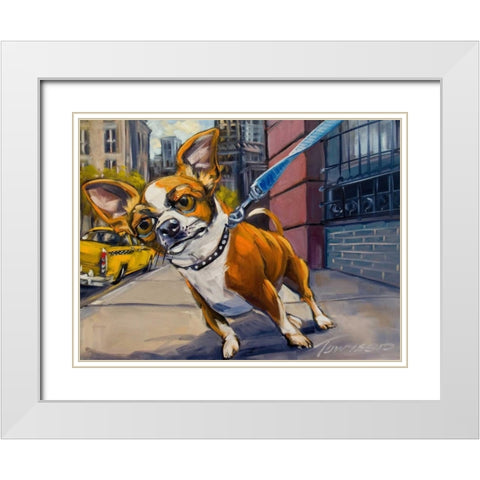 Fetch Cab White Modern Wood Framed Art Print with Double Matting by Townsend, Connie R.