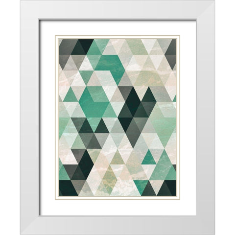 Triangle Pattern White Modern Wood Framed Art Print with Double Matting by Tai Prints