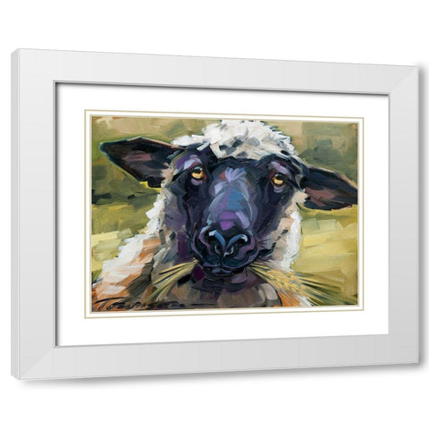 Bless Ewe White Modern Wood Framed Art Print with Double Matting by Townsend, CR