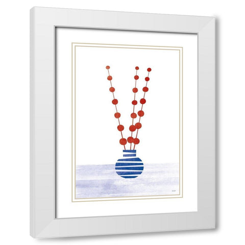 Flowers White Modern Wood Framed Art Print with Double Matting by Tomas Design