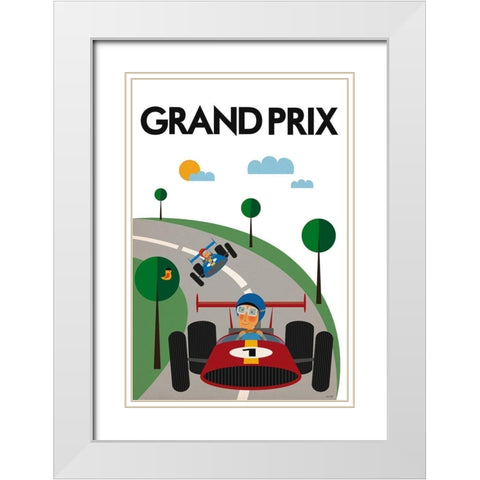 Grand Prix White Modern Wood Framed Art Print with Double Matting by Tomas Design
