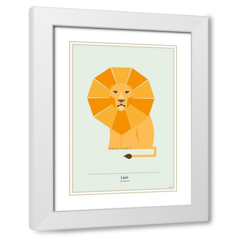 Lion White Modern Wood Framed Art Print with Double Matting by Tomas Design