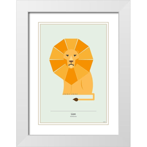 Lion White Modern Wood Framed Art Print with Double Matting by Tomas Design