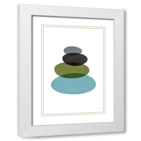 Modern Stones White Modern Wood Framed Art Print with Double Matting by Tomas Design