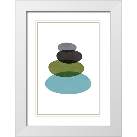Modern Stones White Modern Wood Framed Art Print with Double Matting by Tomas Design