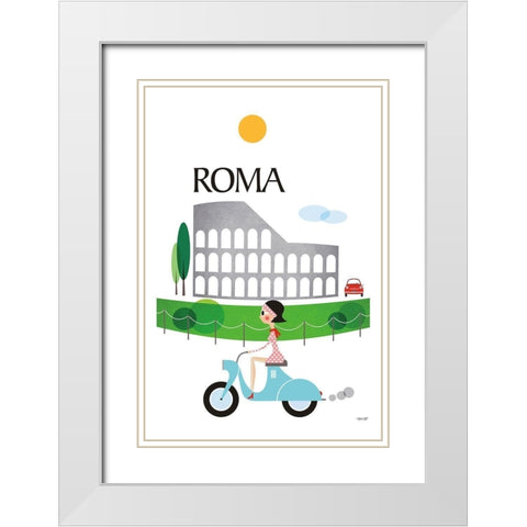 Roma White Modern Wood Framed Art Print with Double Matting by Tomas Design