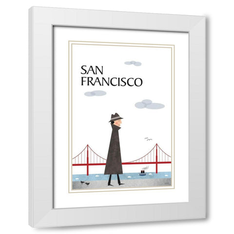 San Francisco White Modern Wood Framed Art Print with Double Matting by Tomas Design