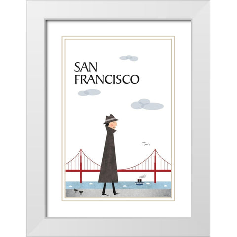 San Francisco White Modern Wood Framed Art Print with Double Matting by Tomas Design