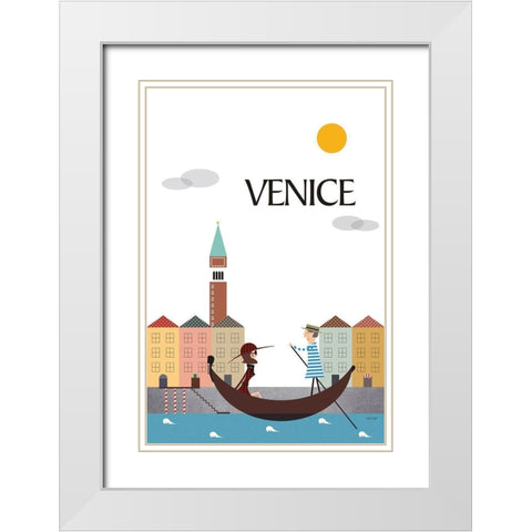 Venice White Modern Wood Framed Art Print with Double Matting by Tomas Design