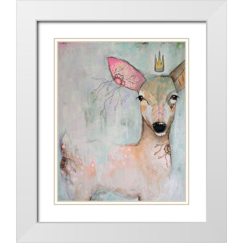 The Woodland Wanderer White Modern Wood Framed Art Print with Double Matting by The Secret Hermit