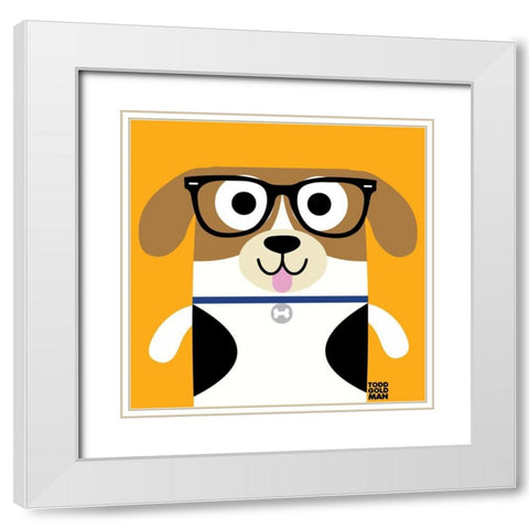 Bow Wow Beagle White Modern Wood Framed Art Print with Double Matting by Todd Art