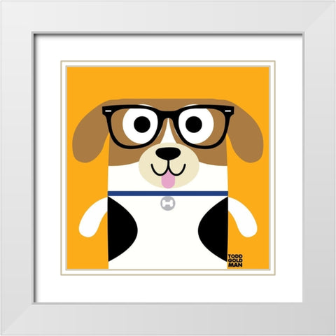 Bow Wow Beagle White Modern Wood Framed Art Print with Double Matting by Todd Art