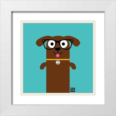 Bow Wow Dachshund White Modern Wood Framed Art Print with Double Matting by Todd Art