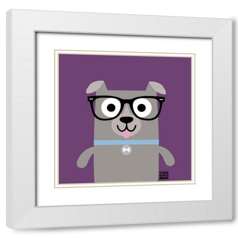 Bow Wow Pitt Bull White Modern Wood Framed Art Print with Double Matting by Todd Art