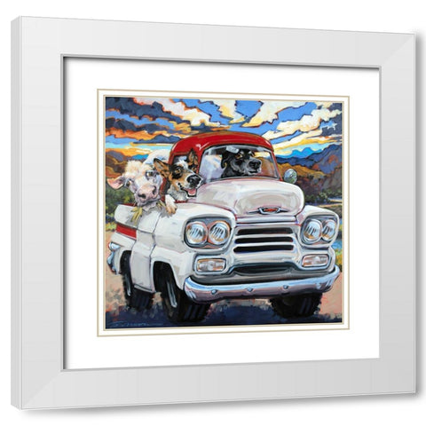 Cattle Drive White Modern Wood Framed Art Print with Double Matting by Townsend, CR