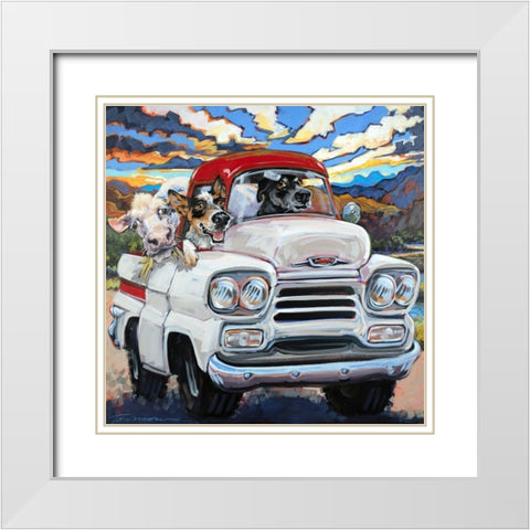 Cattle Drive White Modern Wood Framed Art Print with Double Matting by Townsend, CR