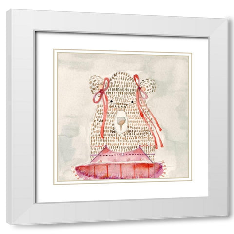 Ballerina Bear White Modern Wood Framed Art Print with Double Matting by Timbrook, Natalie