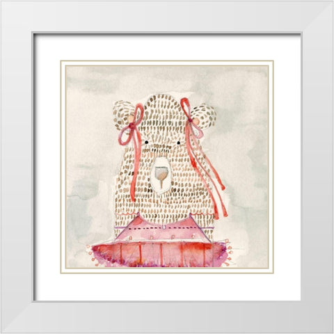 Ballerina Bear White Modern Wood Framed Art Print with Double Matting by Timbrook, Natalie