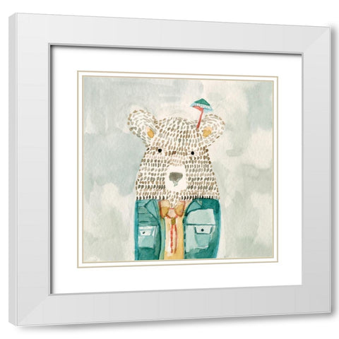 Mr. Bolo Bear White Modern Wood Framed Art Print with Double Matting by Timbrook, Natalie