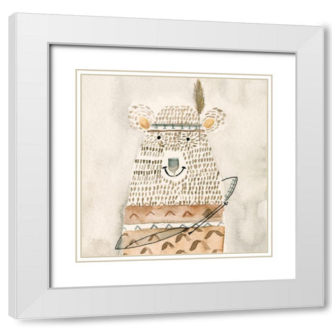 Native Bear White Modern Wood Framed Art Print with Double Matting by Timbrook, Natalie
